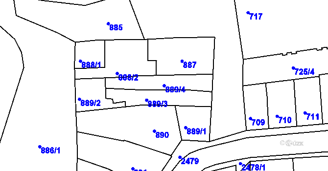 Parcela st. 889/4 v KÚ Třeboň, Katastrální mapa