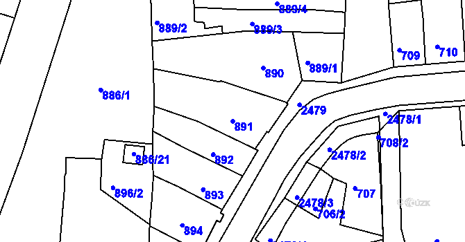 Parcela st. 891 v KÚ Třeboň, Katastrální mapa