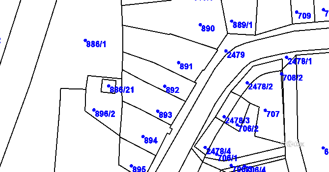 Parcela st. 892 v KÚ Třeboň, Katastrální mapa