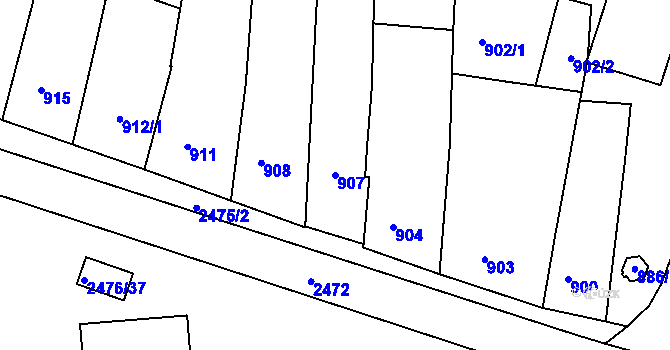 Parcela st. 907 v KÚ Třeboň, Katastrální mapa