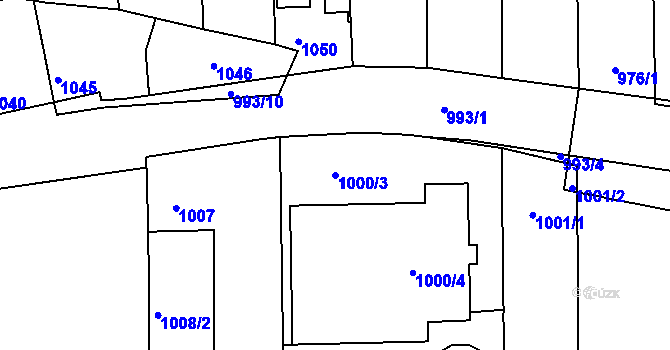Parcela st. 1000/3 v KÚ Třeboň, Katastrální mapa