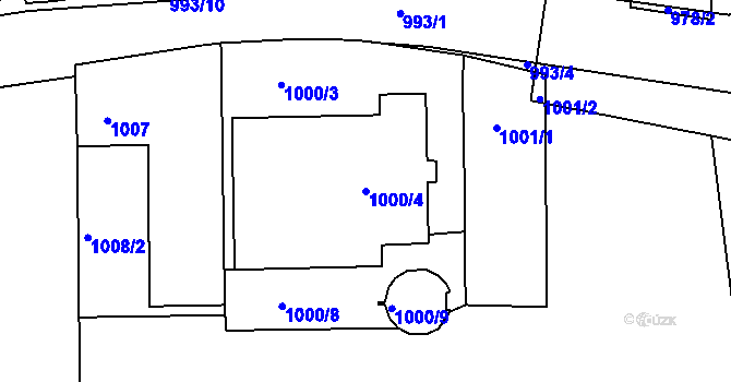 Parcela st. 1000/4 v KÚ Třeboň, Katastrální mapa
