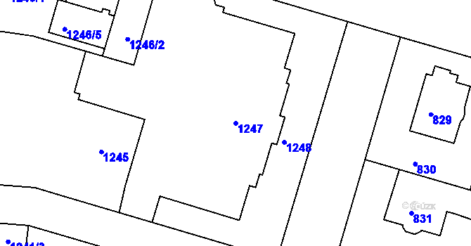 Parcela st. 1247 v KÚ Třeboň, Katastrální mapa