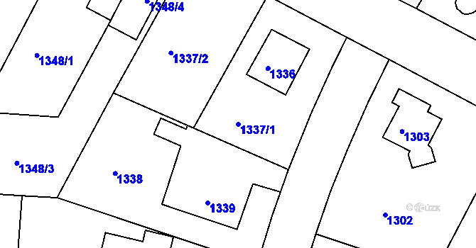 Parcela st. 1337/1 v KÚ Třeboň, Katastrální mapa