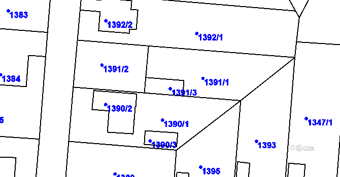Parcela st. 1391/3 v KÚ Třeboň, Katastrální mapa