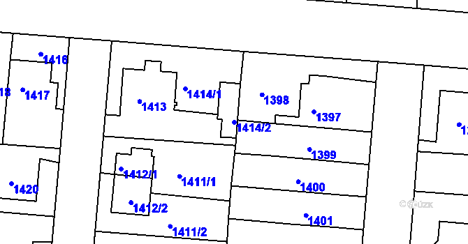 Parcela st. 1414/2 v KÚ Třeboň, Katastrální mapa