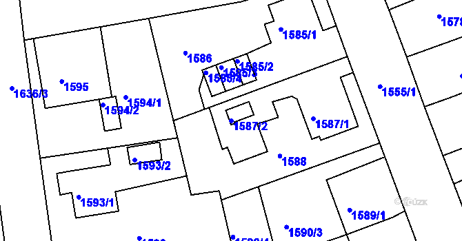 Parcela st. 1587/2 v KÚ Třeboň, Katastrální mapa