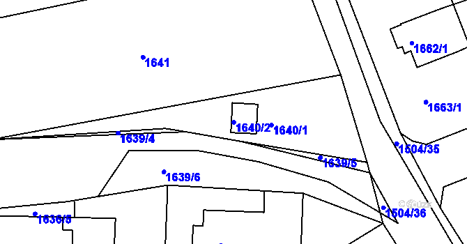 Parcela st. 1640/2 v KÚ Třeboň, Katastrální mapa