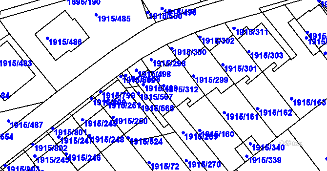 Parcela st. 1915/312 v KÚ Třeboň, Katastrální mapa