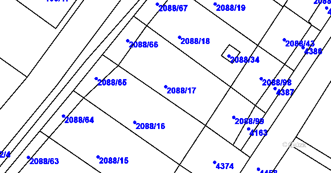 Parcela st. 2088/17 v KÚ Třeboň, Katastrální mapa