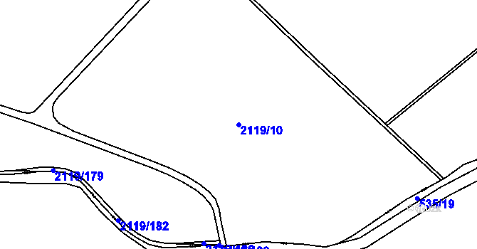 Parcela st. 2119/10 v KÚ Třeboň, Katastrální mapa