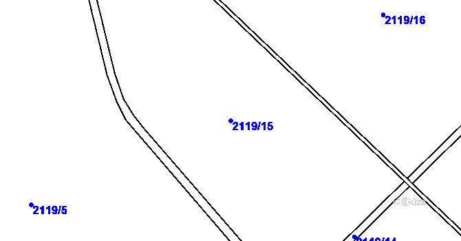 Parcela st. 2119/15 v KÚ Třeboň, Katastrální mapa
