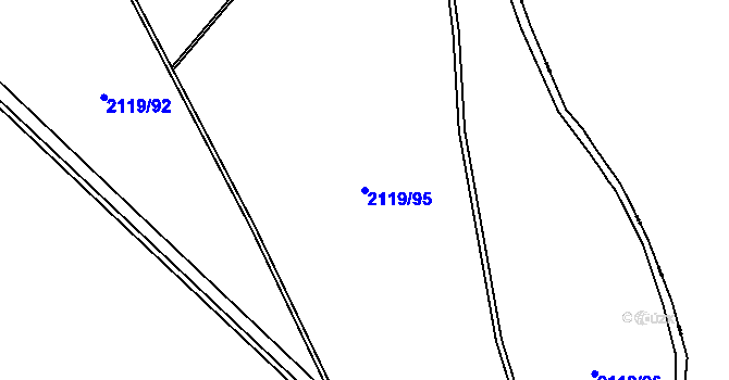 Parcela st. 2119/95 v KÚ Třeboň, Katastrální mapa