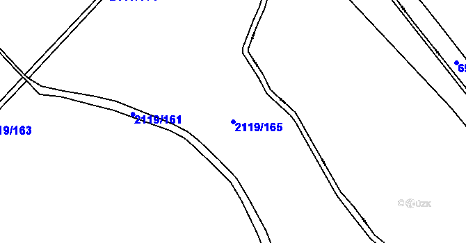 Parcela st. 2119/165 v KÚ Třeboň, Katastrální mapa