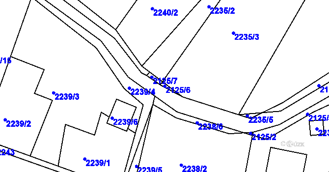 Parcela st. 2125/6 v KÚ Třeboň, Katastrální mapa