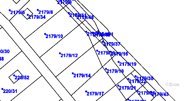 Parcela st. 2179/15 v KÚ Třeboň, Katastrální mapa