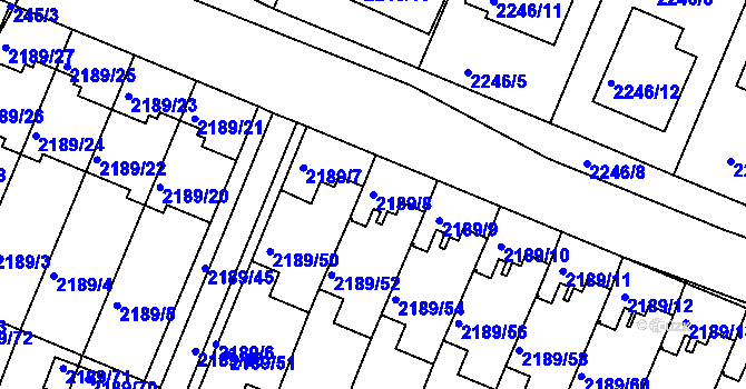 Parcela st. 2189/8 v KÚ Třeboň, Katastrální mapa