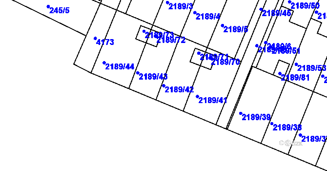 Parcela st. 2189/42 v KÚ Třeboň, Katastrální mapa