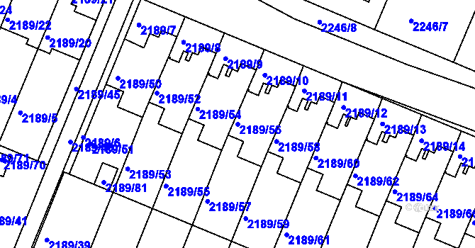 Parcela st. 2189/56 v KÚ Třeboň, Katastrální mapa