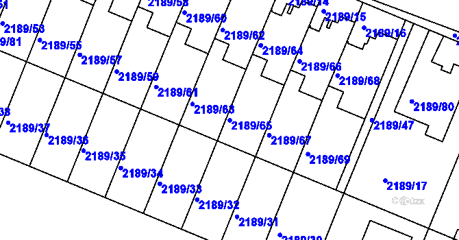 Parcela st. 2189/65 v KÚ Třeboň, Katastrální mapa