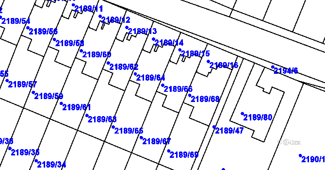 Parcela st. 2189/66 v KÚ Třeboň, Katastrální mapa