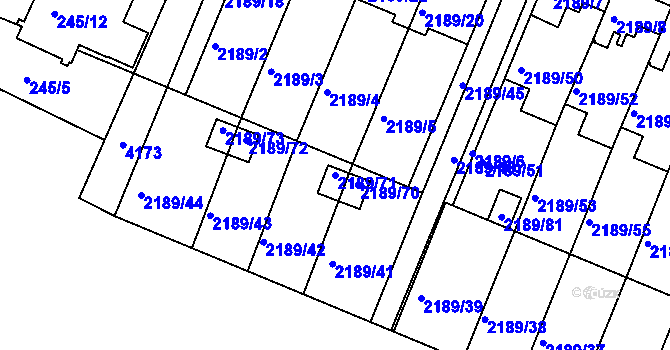 Parcela st. 2189/71 v KÚ Třeboň, Katastrální mapa