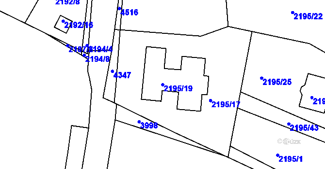 Parcela st. 2195/19 v KÚ Třeboň, Katastrální mapa