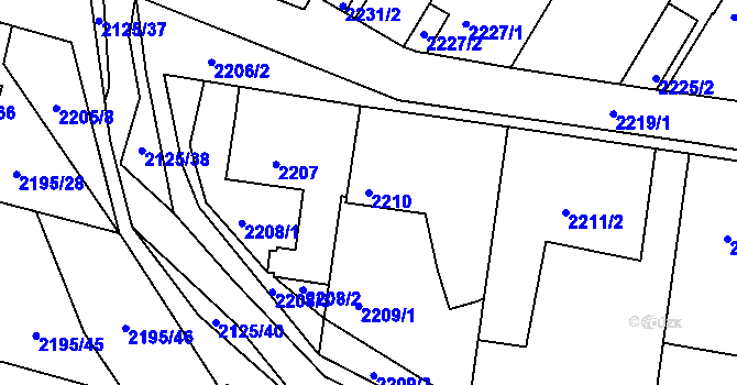 Parcela st. 2210 v KÚ Třeboň, Katastrální mapa