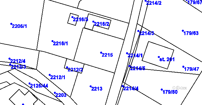 Parcela st. 2215 v KÚ Třeboň, Katastrální mapa
