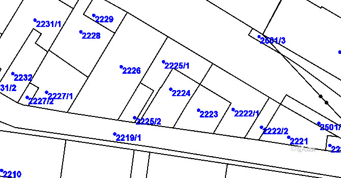 Parcela st. 2224 v KÚ Třeboň, Katastrální mapa