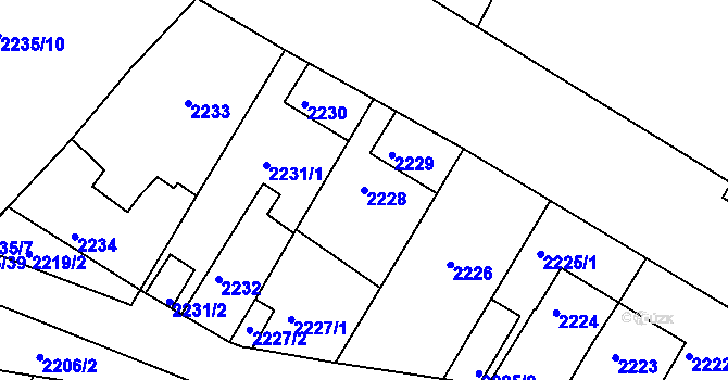 Parcela st. 2228 v KÚ Třeboň, Katastrální mapa