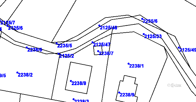 Parcela st. 2238/7 v KÚ Třeboň, Katastrální mapa