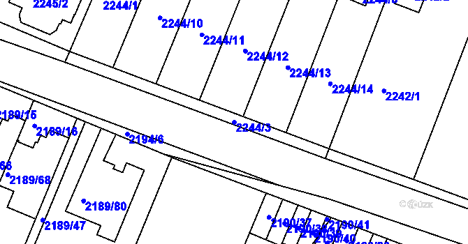 Parcela st. 2244/3 v KÚ Třeboň, Katastrální mapa