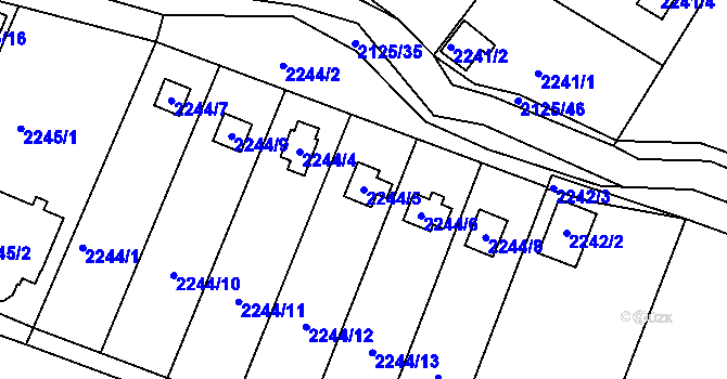 Parcela st. 2244/5 v KÚ Třeboň, Katastrální mapa