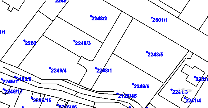 Parcela st. 2248 v KÚ Třeboň, Katastrální mapa