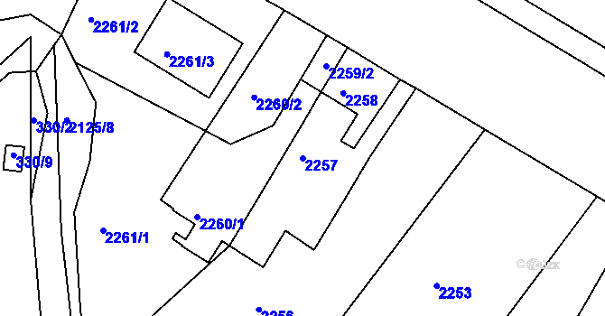Parcela st. 2257 v KÚ Třeboň, Katastrální mapa
