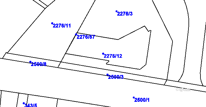 Parcela st. 2276/12 v KÚ Třeboň, Katastrální mapa