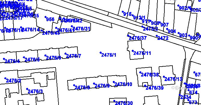 Parcela st. 2476/1 v KÚ Třeboň, Katastrální mapa