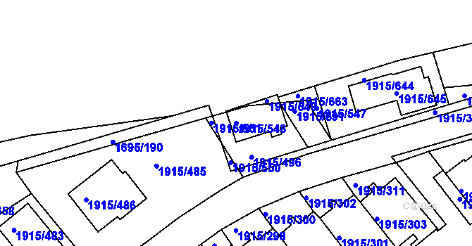 Parcela st. 1915/548 v KÚ Třeboň, Katastrální mapa