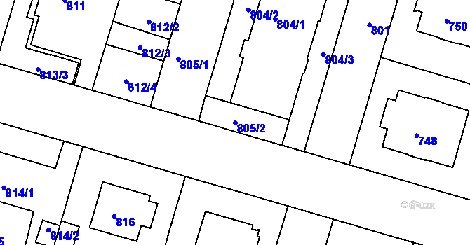 Parcela st. 805/2 v KÚ Třeboň, Katastrální mapa