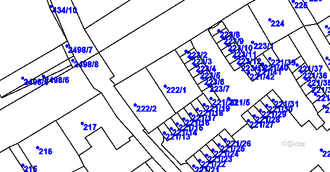 Parcela st. 222/1 v KÚ Třeboň, Katastrální mapa