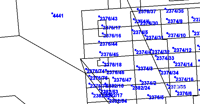 Parcela st. 2376/45 v KÚ Třeboň, Katastrální mapa