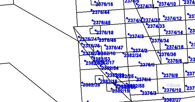 Parcela st. 2382/16 v KÚ Třeboň, Katastrální mapa