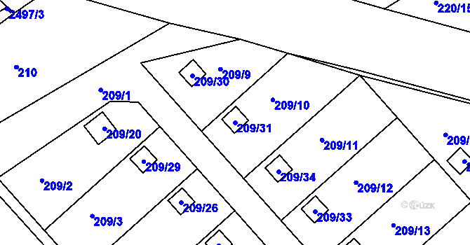 Parcela st. 209/31 v KÚ Třeboň, Katastrální mapa