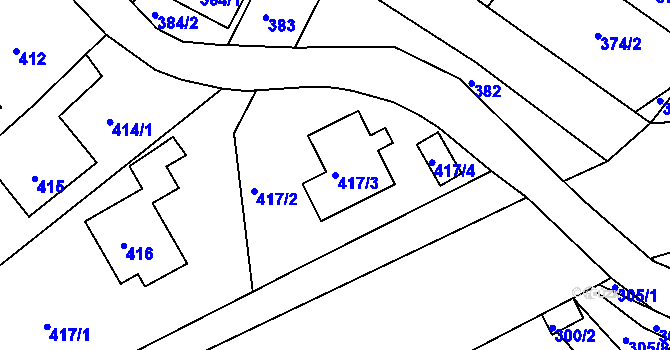 Parcela st. 417/3 v KÚ Třeboň, Katastrální mapa