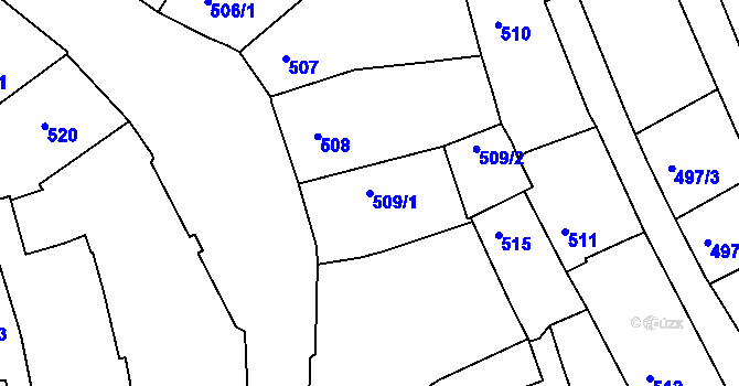 Parcela st. 509/1 v KÚ Třeboň, Katastrální mapa