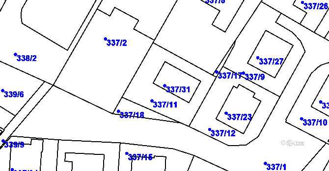 Parcela st. 337/31 v KÚ Třeboň, Katastrální mapa