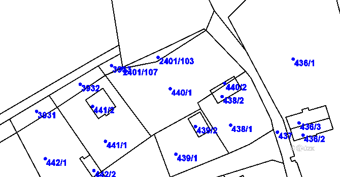 Parcela st. 440/1 v KÚ Třeboň, Katastrální mapa