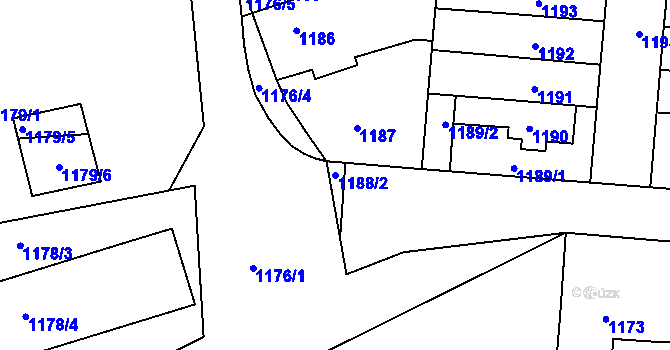Parcela st. 1188/2 v KÚ Třeboň, Katastrální mapa