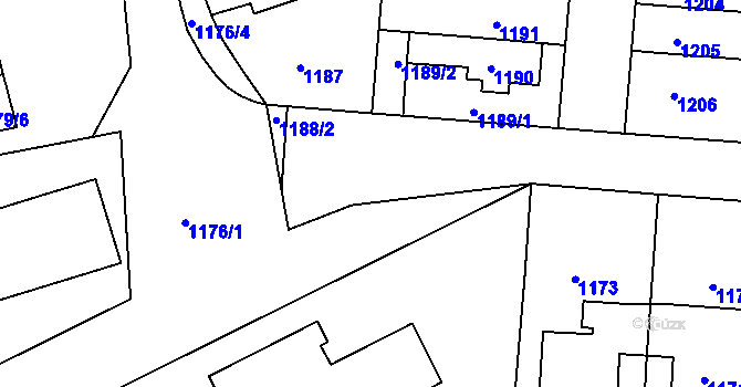 Parcela st. 1188/3 v KÚ Třeboň, Katastrální mapa